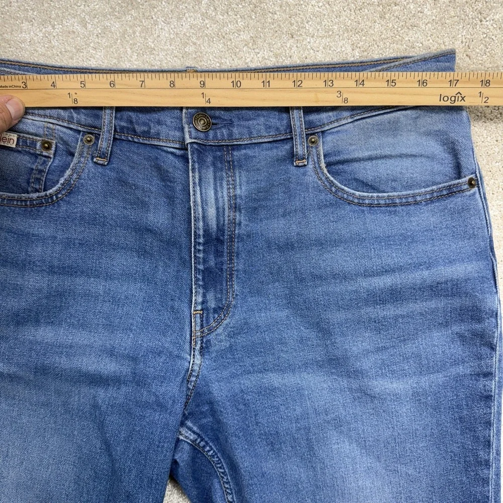 Calvin Klein Original Straight Jeans Womens 32x28 Blue Stretch‎ Denim Mid Rise